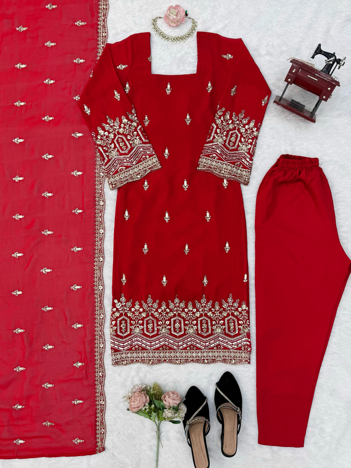 Premium Quality Heavy Beads And Sequence Work Detailing Designer Suit