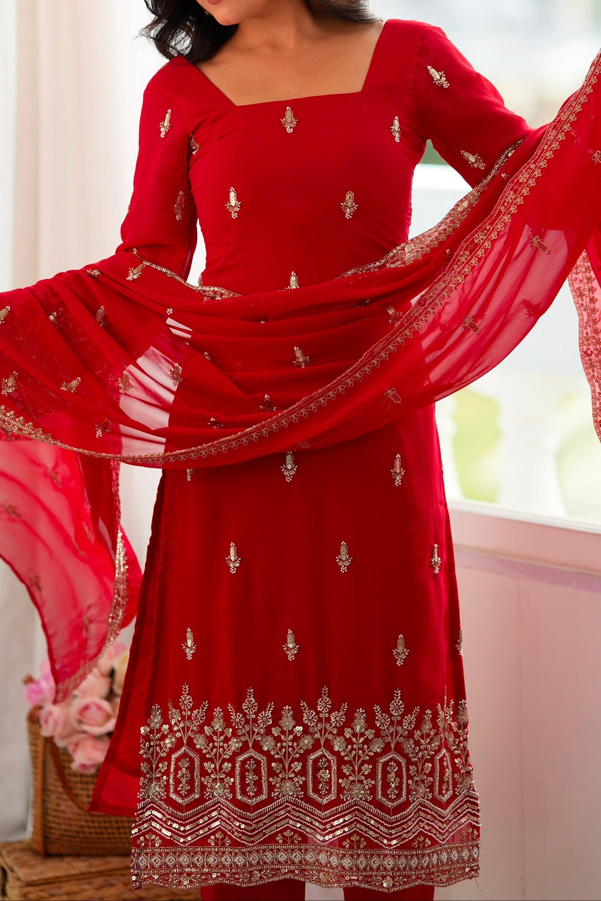Premium Quality Heavy Beads And Sequence Work Detailing Designer Suit