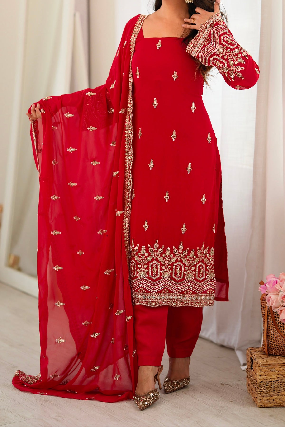 Premium Quality Heavy Beads And Sequence Work Detailing Designer Suit