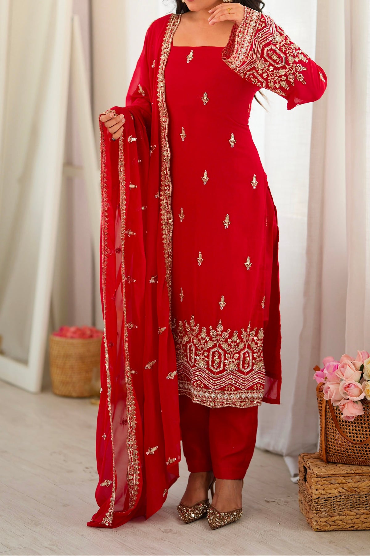Premium Quality Heavy Beads And Sequence Work Detailing Designer Suit