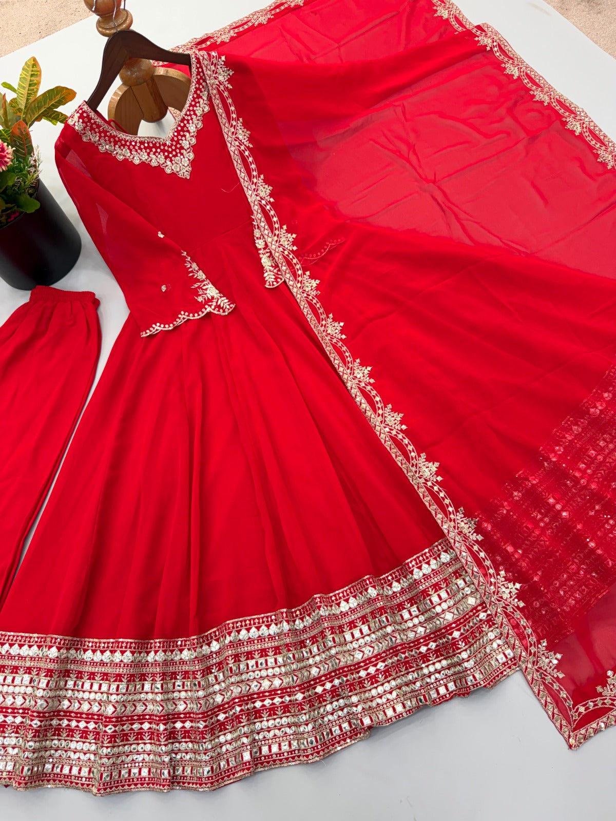 Gorgeous Red Embroidered & Sequence Work Anarkali Suit