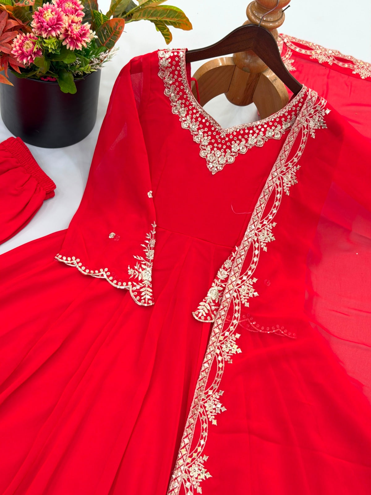 Gorgeous Red Embroidered & Sequence Work Anarkali Suit
