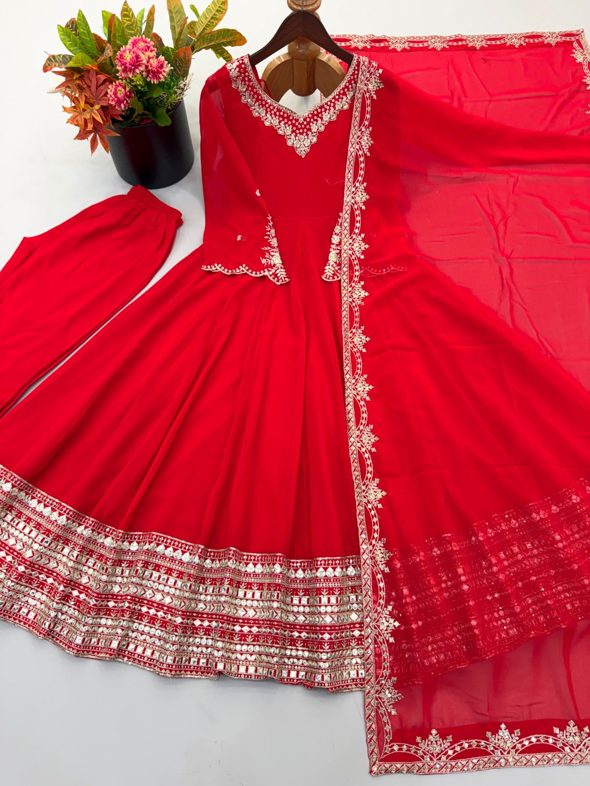 Gorgeous Red Embroidered & Sequence Work Anarkali Suit