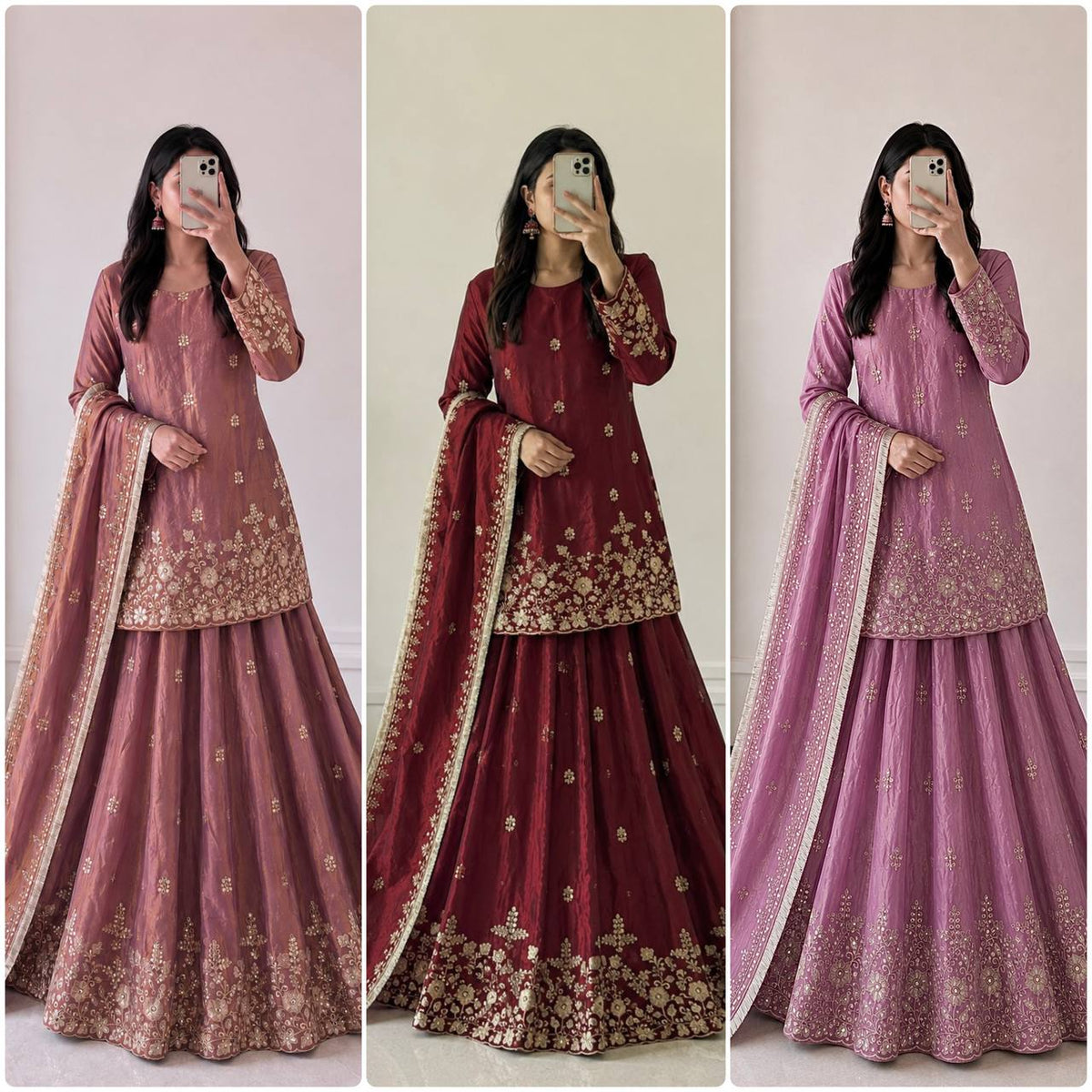 Fendi Silk Festival Wear Embroidery Work Readymade Lehenga Suit