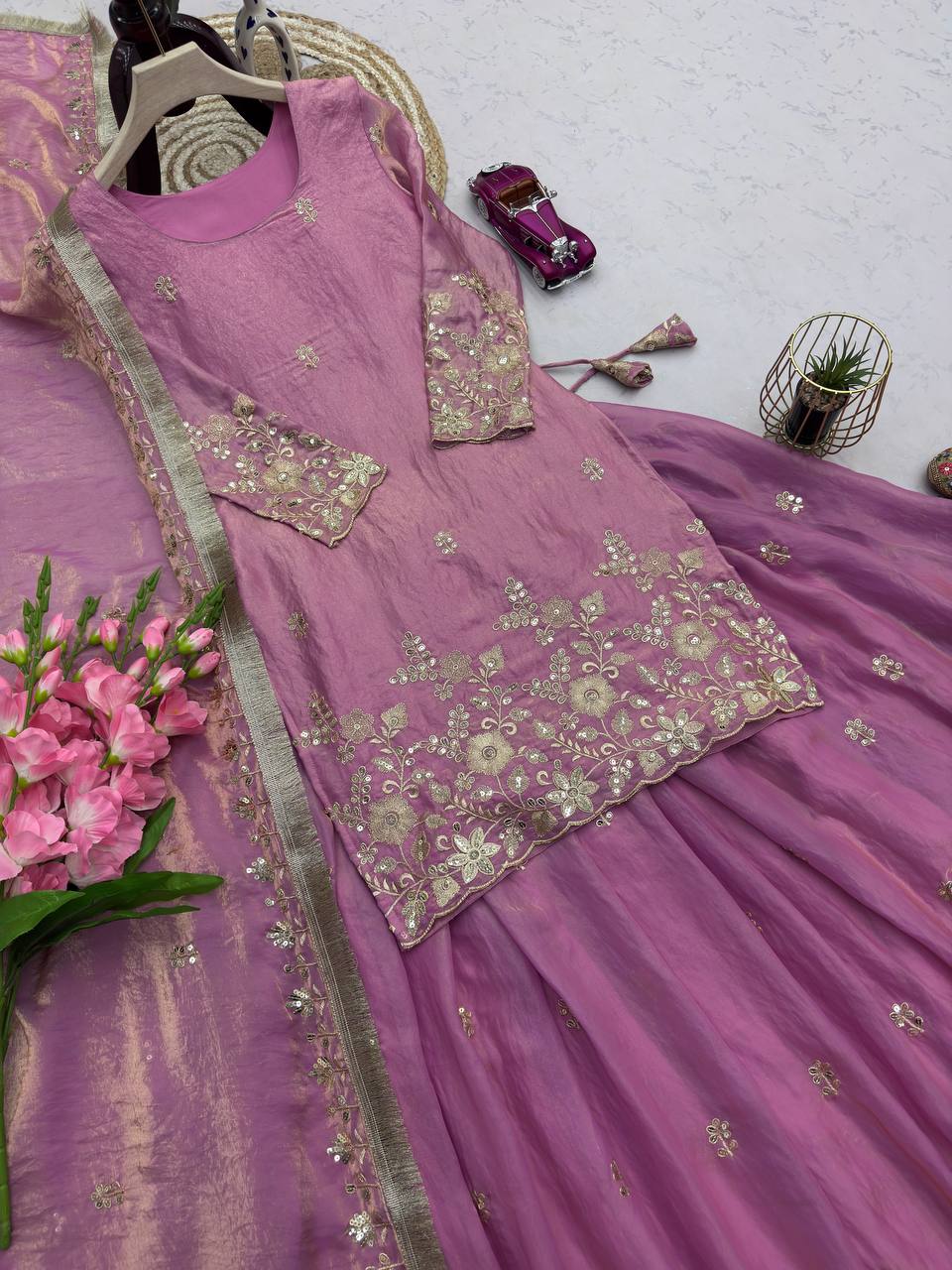 Fendi Silk Festival Wear Embroidery Work Readymade Lehenga Suit