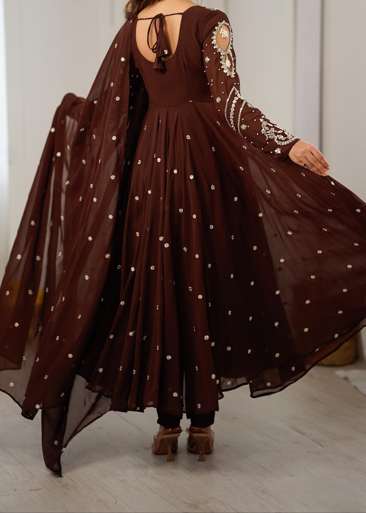 Festive Wear Faux Georgette Embroidered Anarkali Suit Set