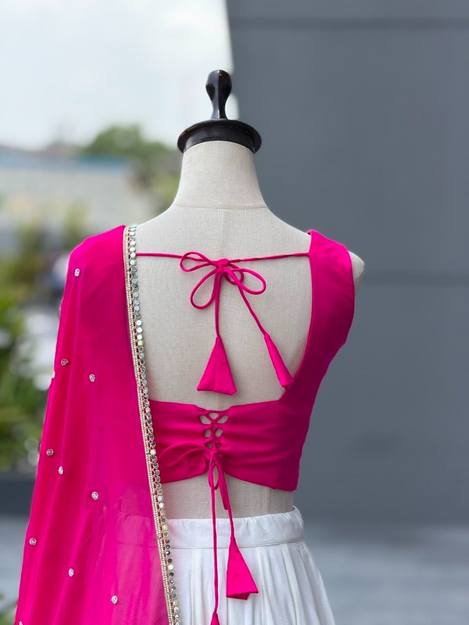 Designer 8 Meter Flare Mirror work lace fully stitched lehenga Choli