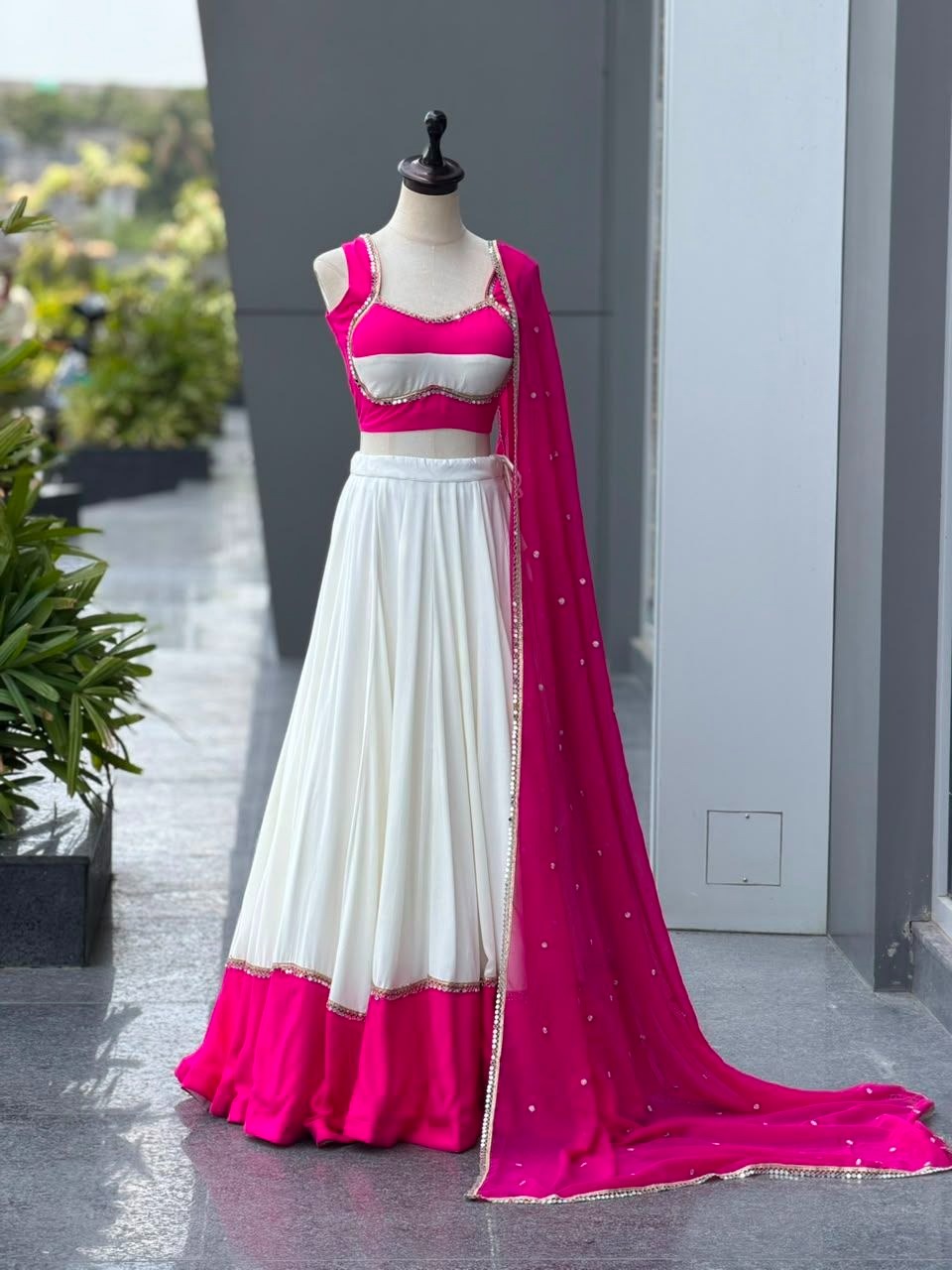 Designer 8 Meter Flare Mirror work lace fully stitched lehenga Choli