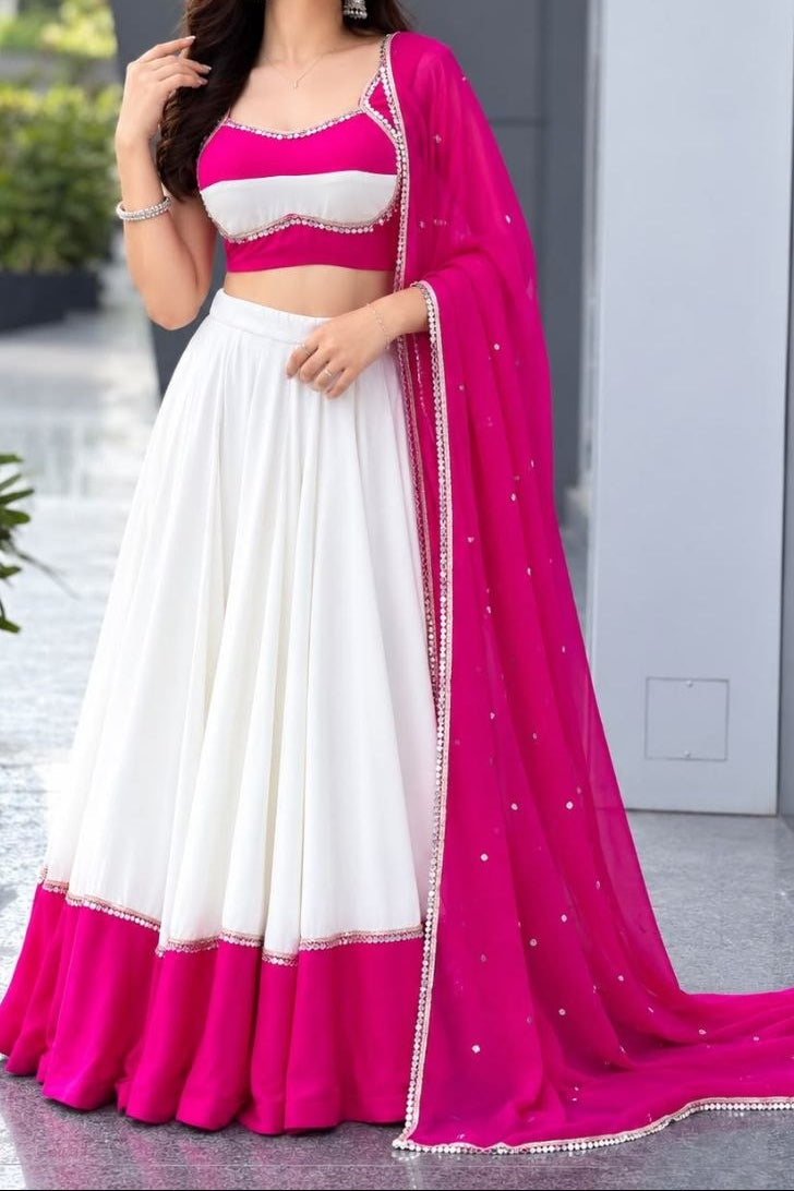 Designer 8 Meter Flare Mirror work lace fully stitched lehenga Choli