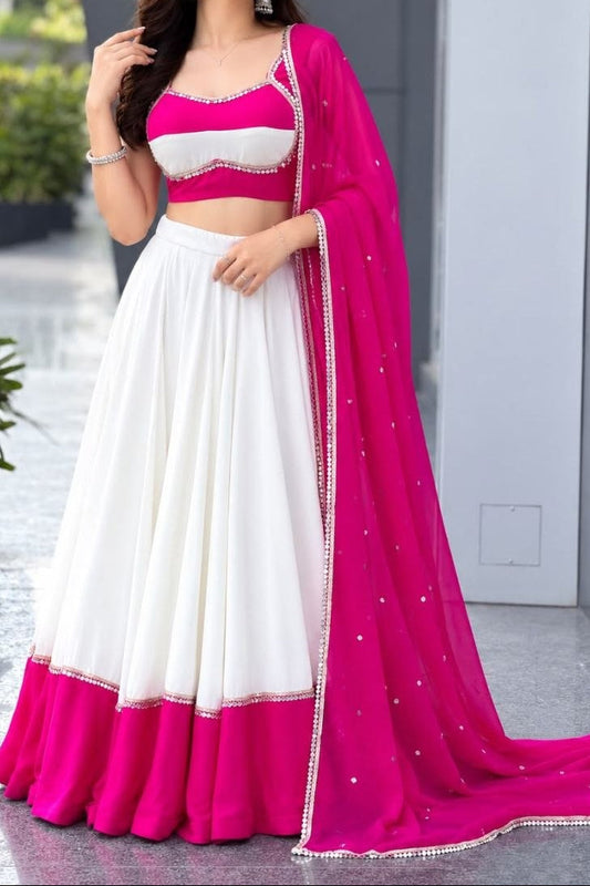 Designer 8 Meter Flare Mirror work lace fully stitched lehenga Choli