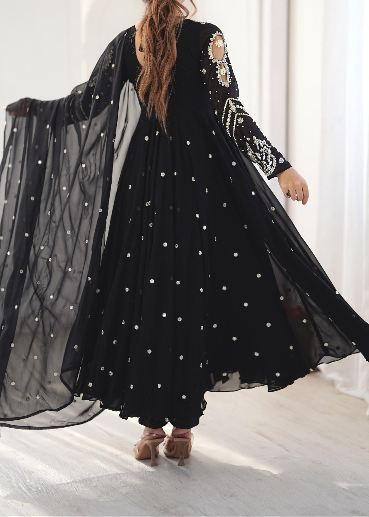 Festive Wear Faux Georgette Embroidered Anarkali Suit Set