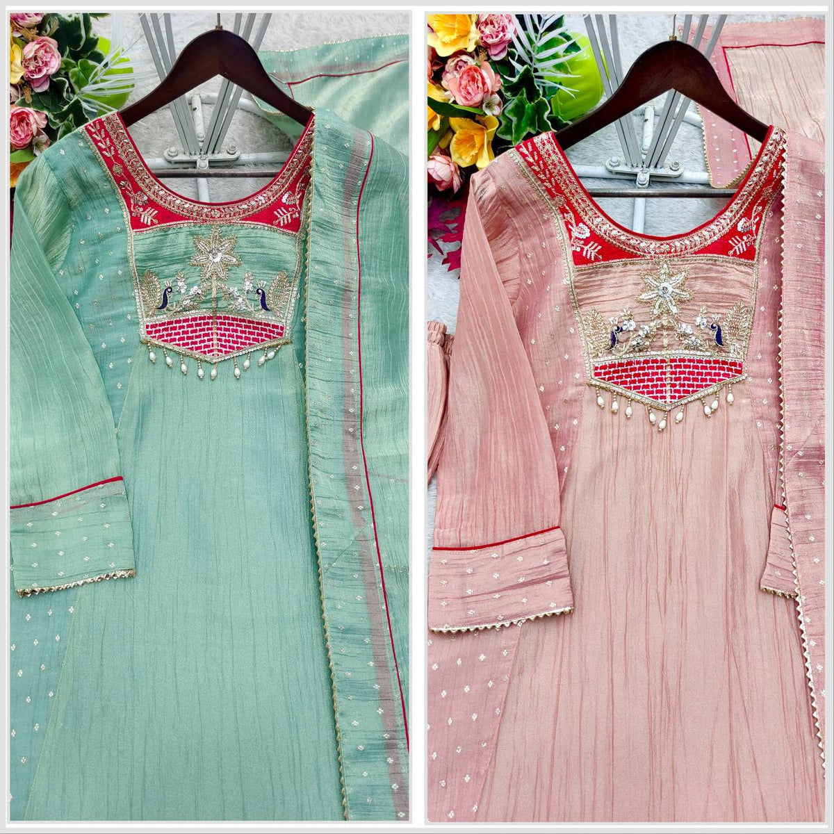 Silk Sequence Embroidery Designer Festive Wear Ladies Suit