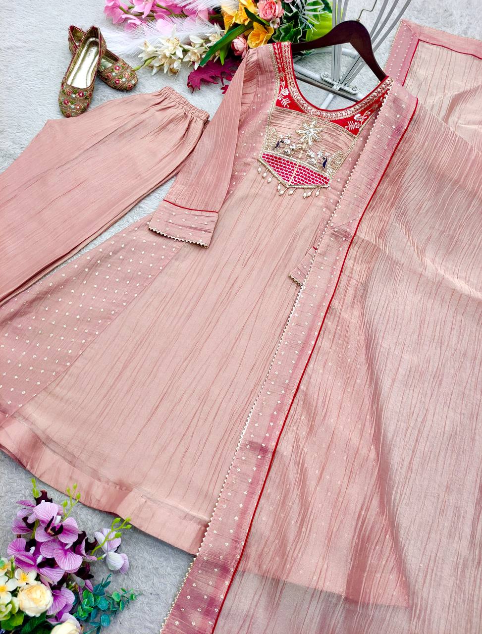 Silk Sequence Embroidery Designer Festive Wear Ladies Suit