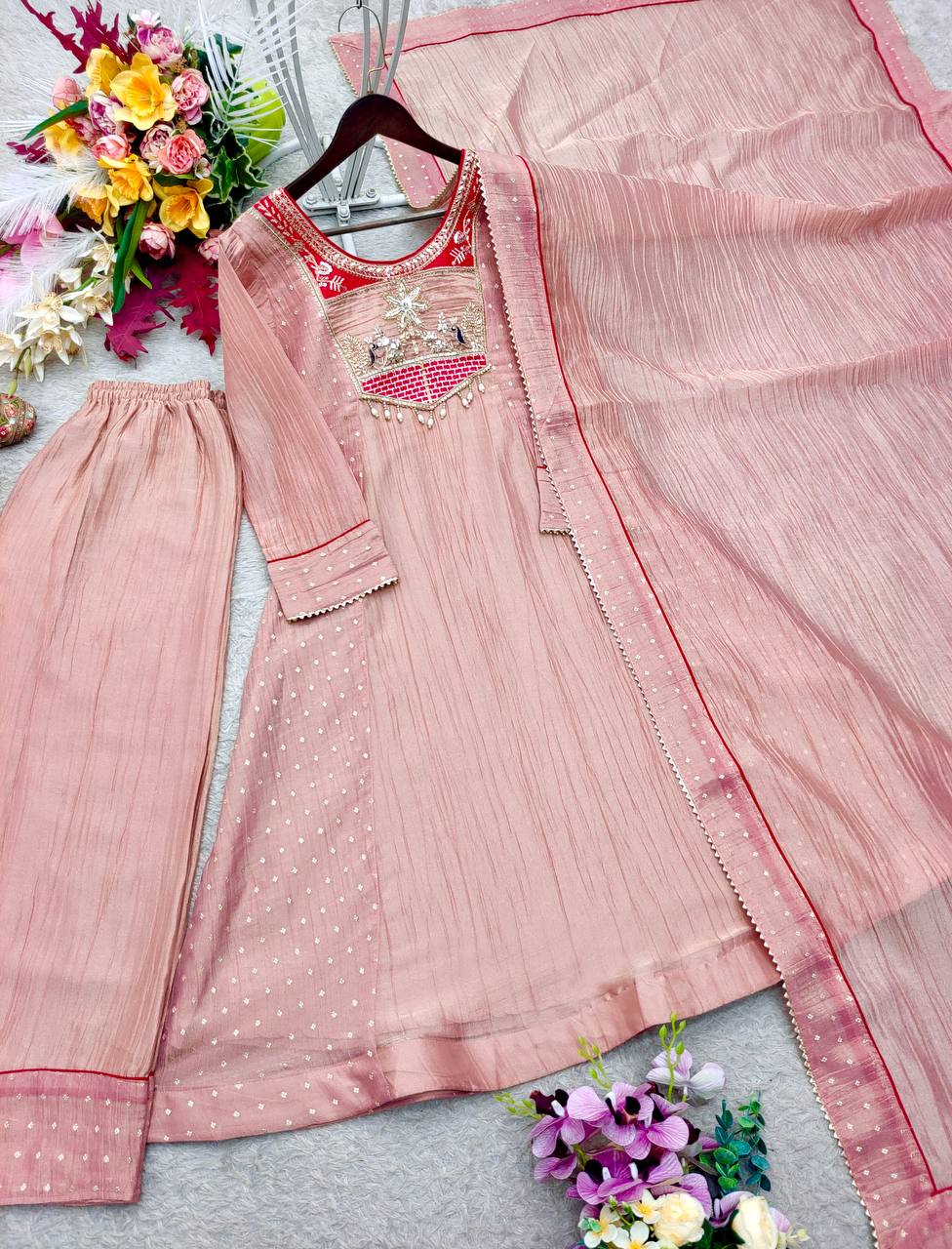 Silk Sequence Embroidery Designer Festive Wear Ladies Suit