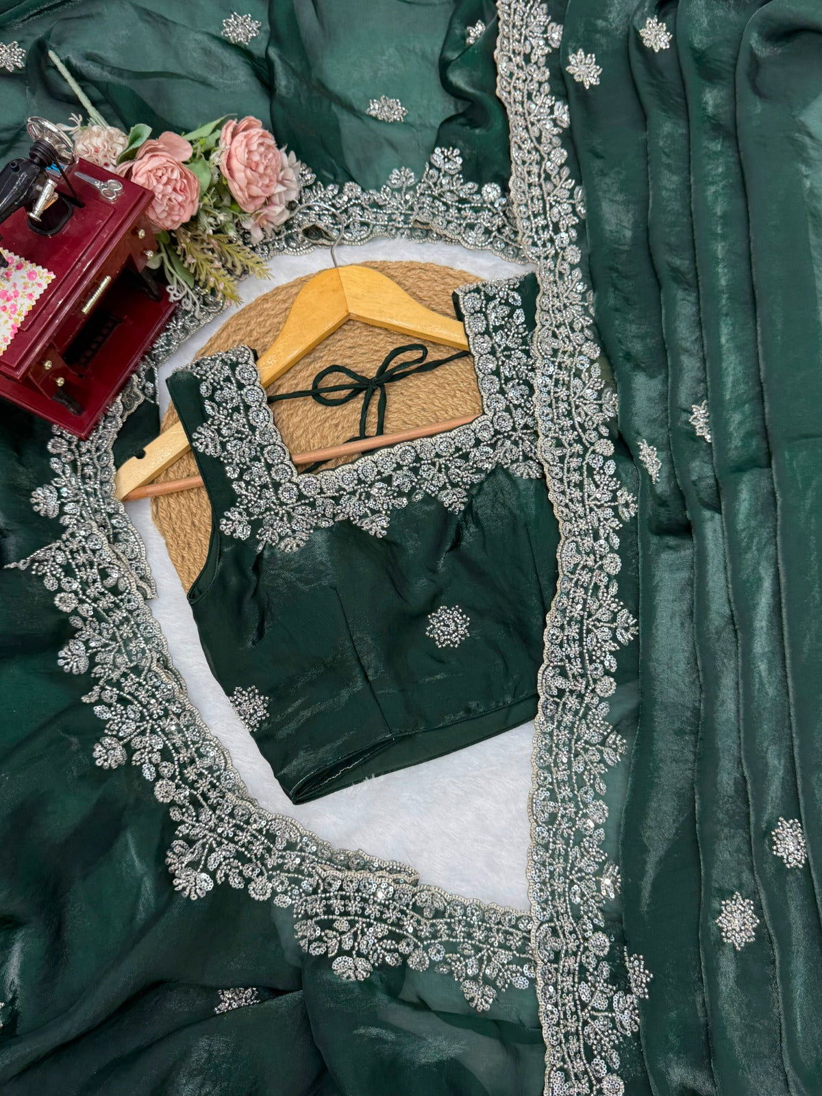 Wedding Special Designer Saree With Front & Back Handwork Blouse