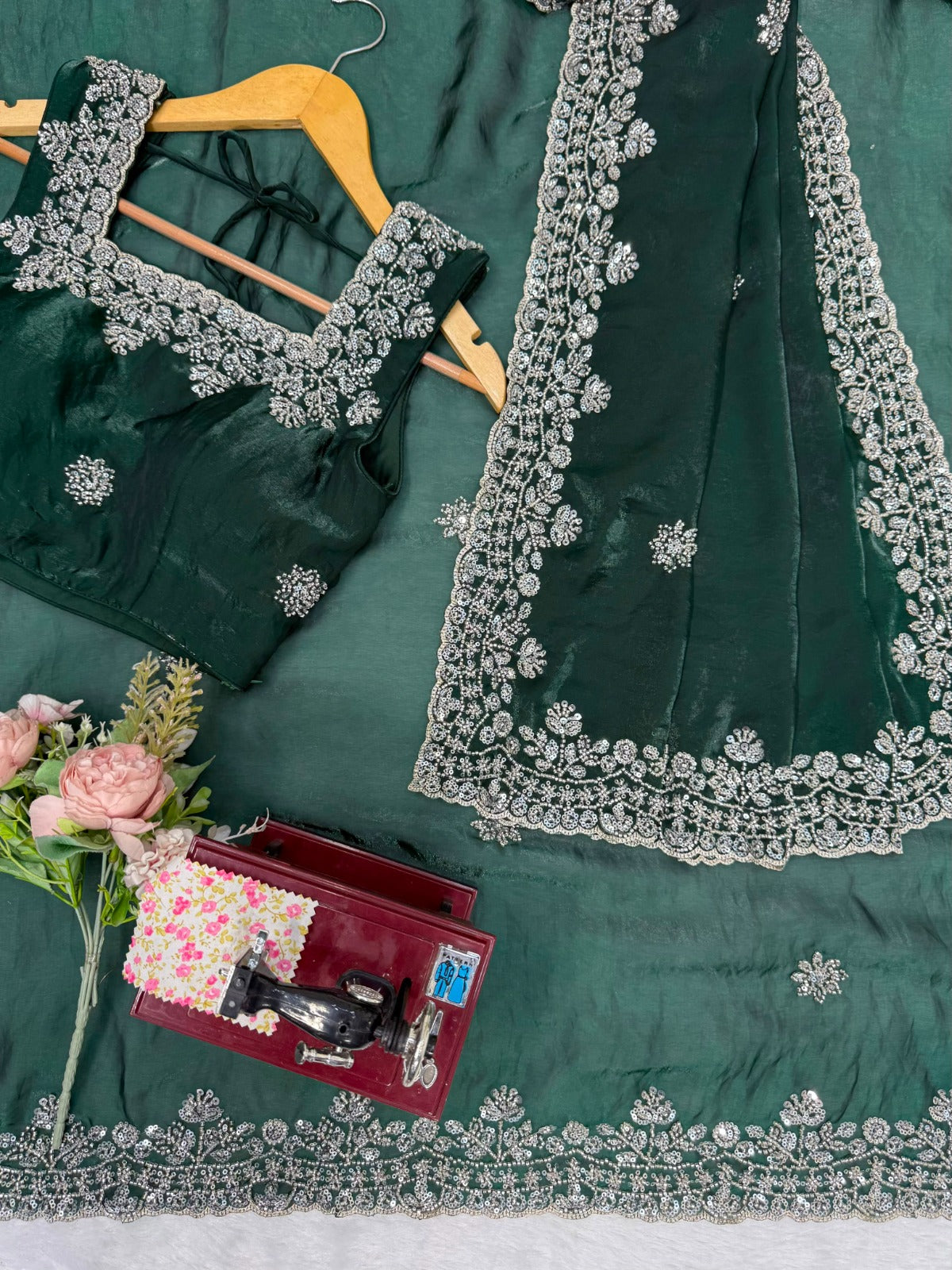 Wedding Special Designer Saree With Front & Back Handwork Blouse