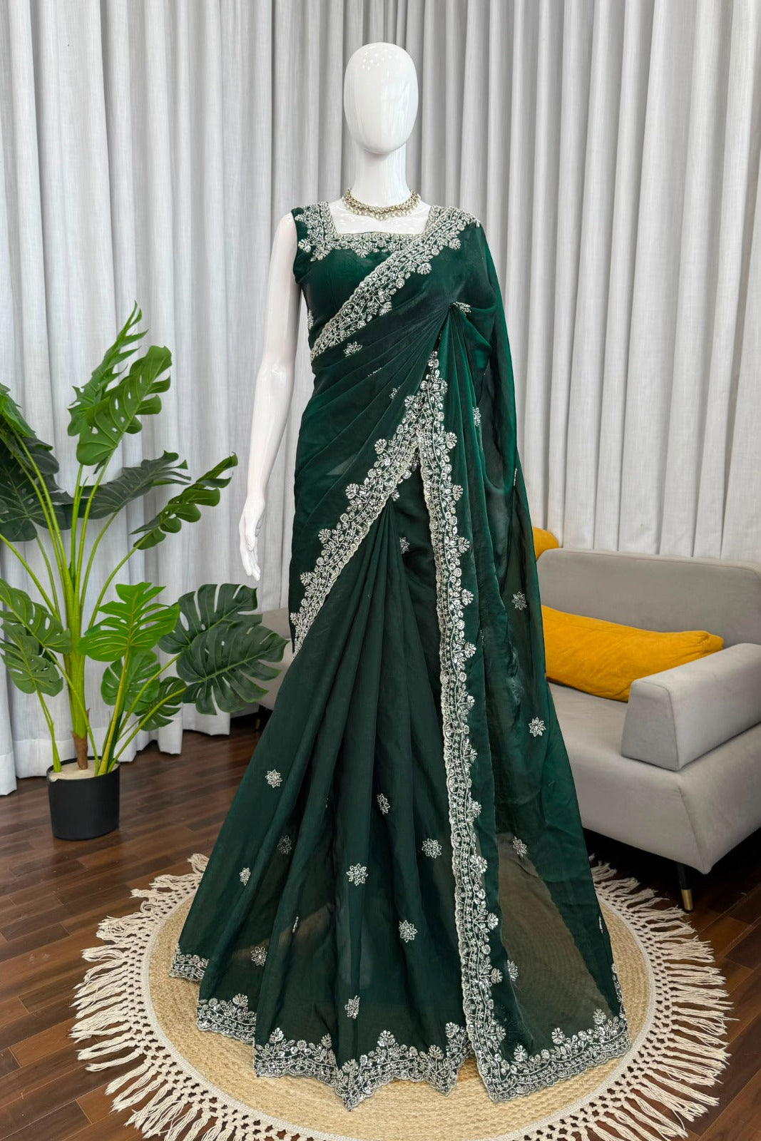 Wedding Special Designer Saree With Front & Back Handwork Blouse