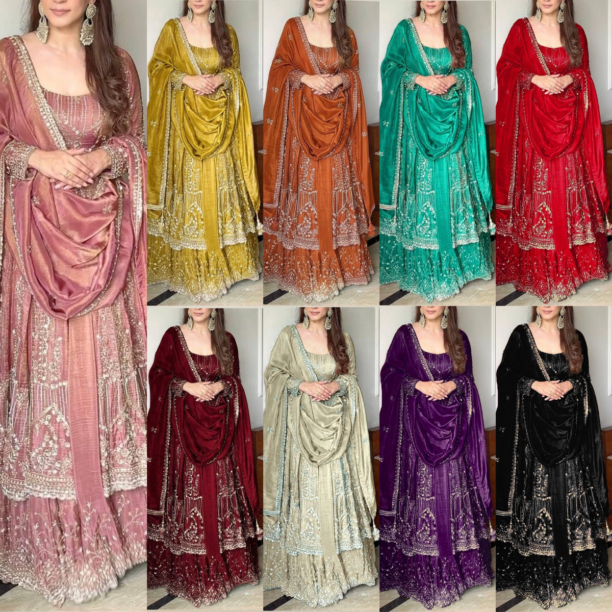 Designer Party Wear Look Embroidery Work Gown With Lehenga and Dupatta
