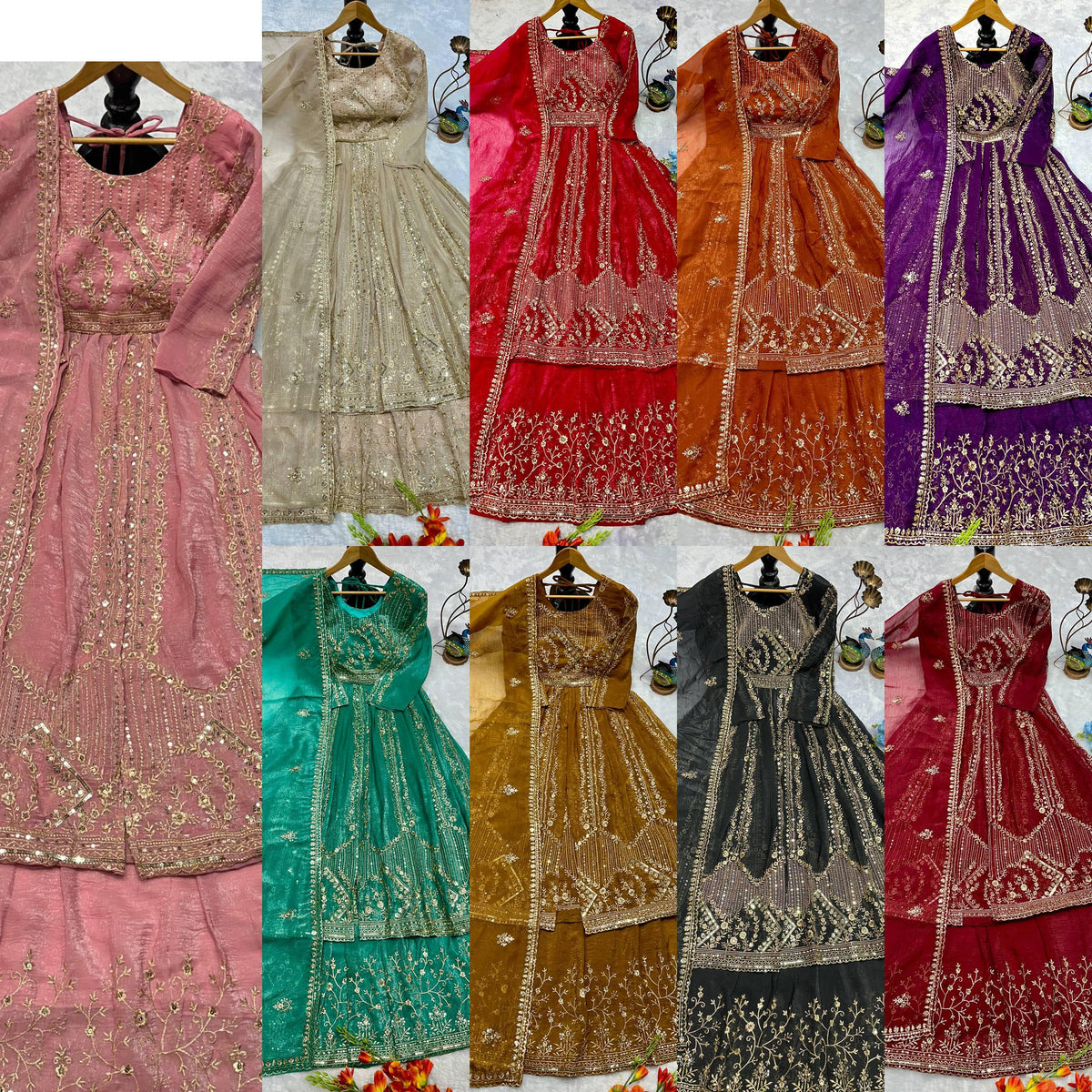 Designer Party Wear Look Embroidery Work Gown With Lehenga and Dupatta