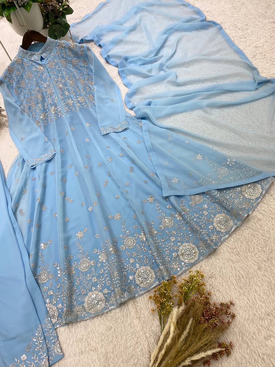 Stunning Georgette Anarkali Suit with Sequin Embroidery work