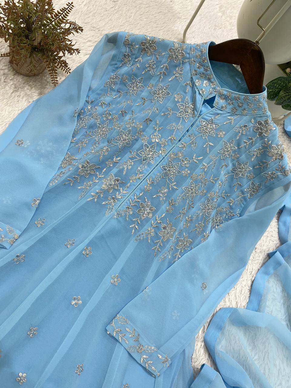 Stunning Georgette Anarkali Suit with Sequin Embroidery work