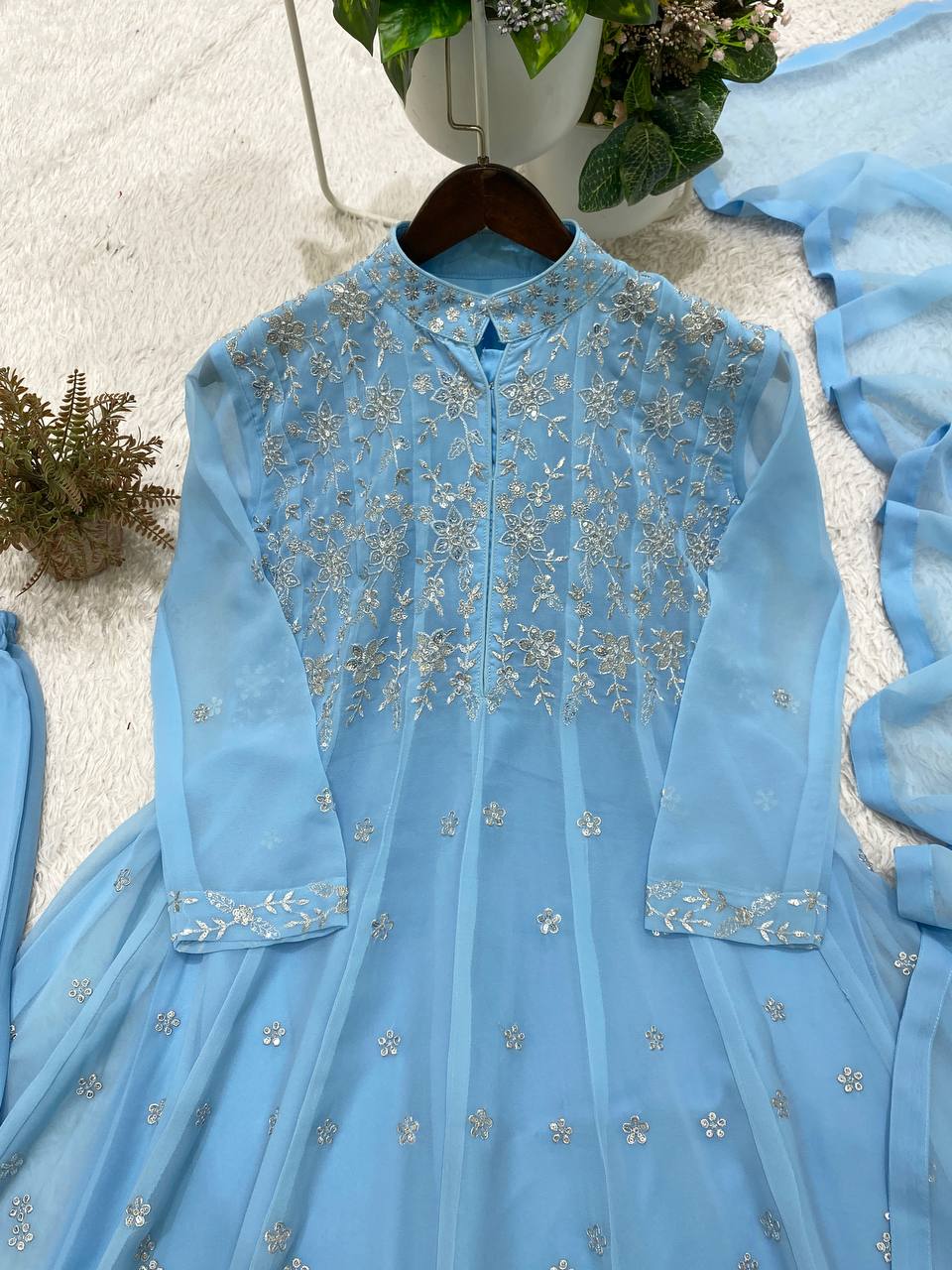 Stunning Georgette Anarkali Suit with Sequin Embroidery work