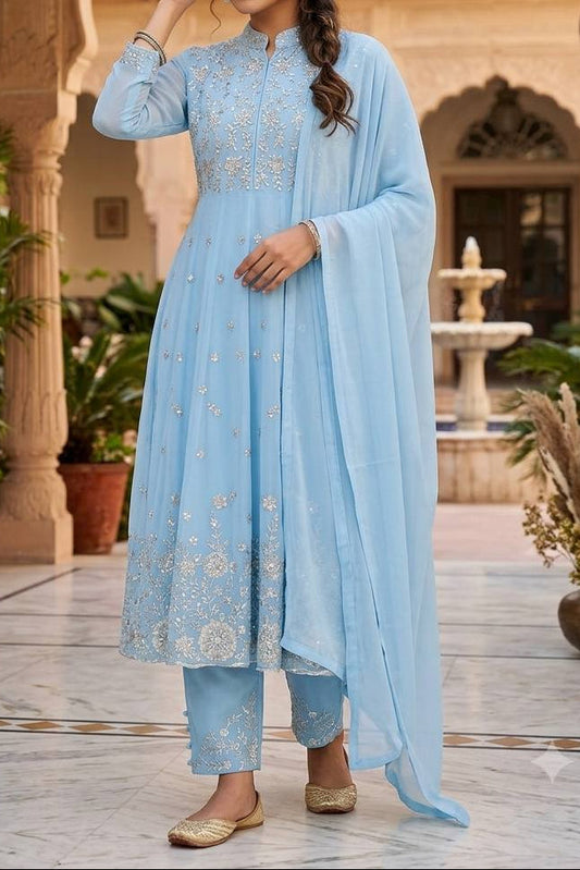 Stunning Georgette Anarkali Suit with Sequin Embroidery work