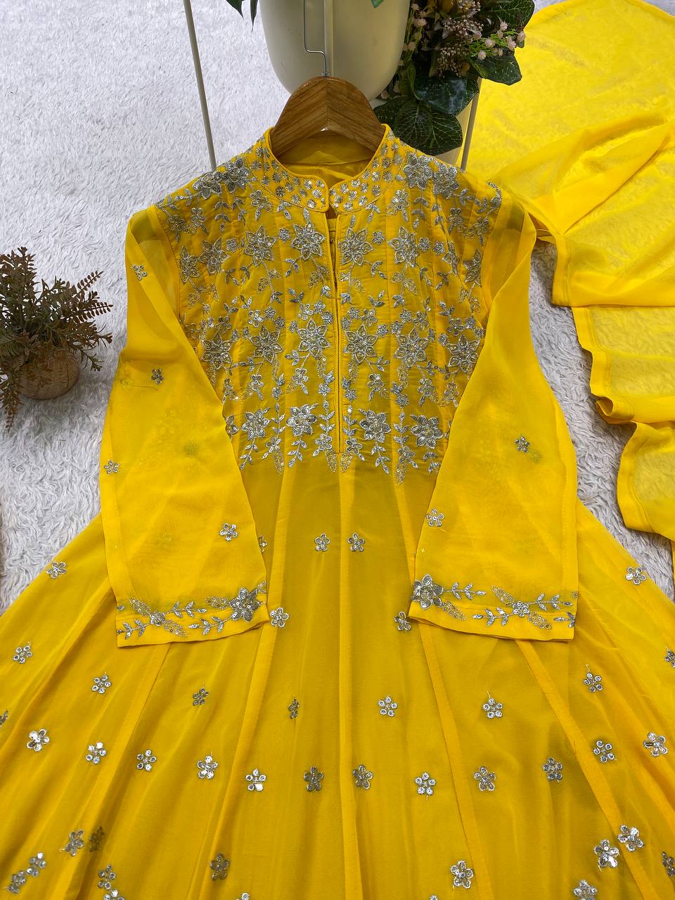 Stunning Georgette Anarkali Suit with Sequin Embroidery work