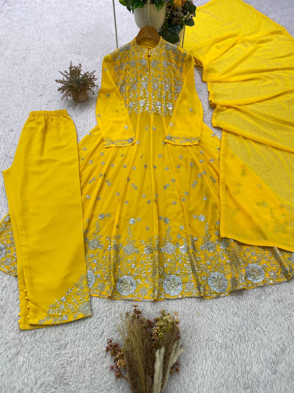 Stunning Georgette Anarkali Suit with Sequin Embroidery work