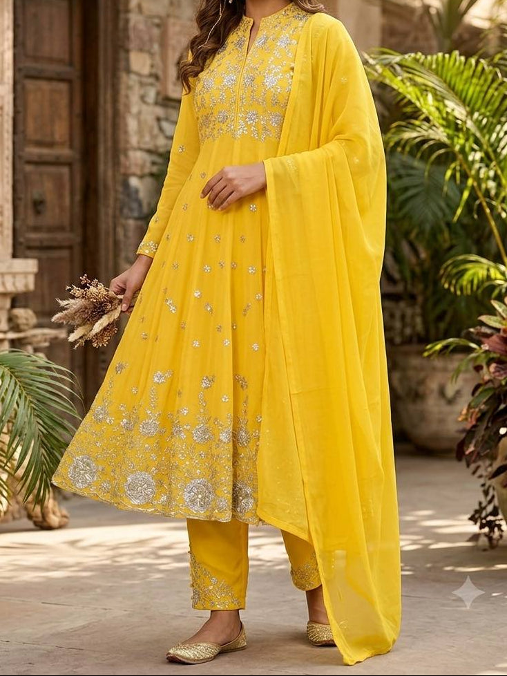 Stunning Georgette Anarkali Suit with Sequin Embroidery work
