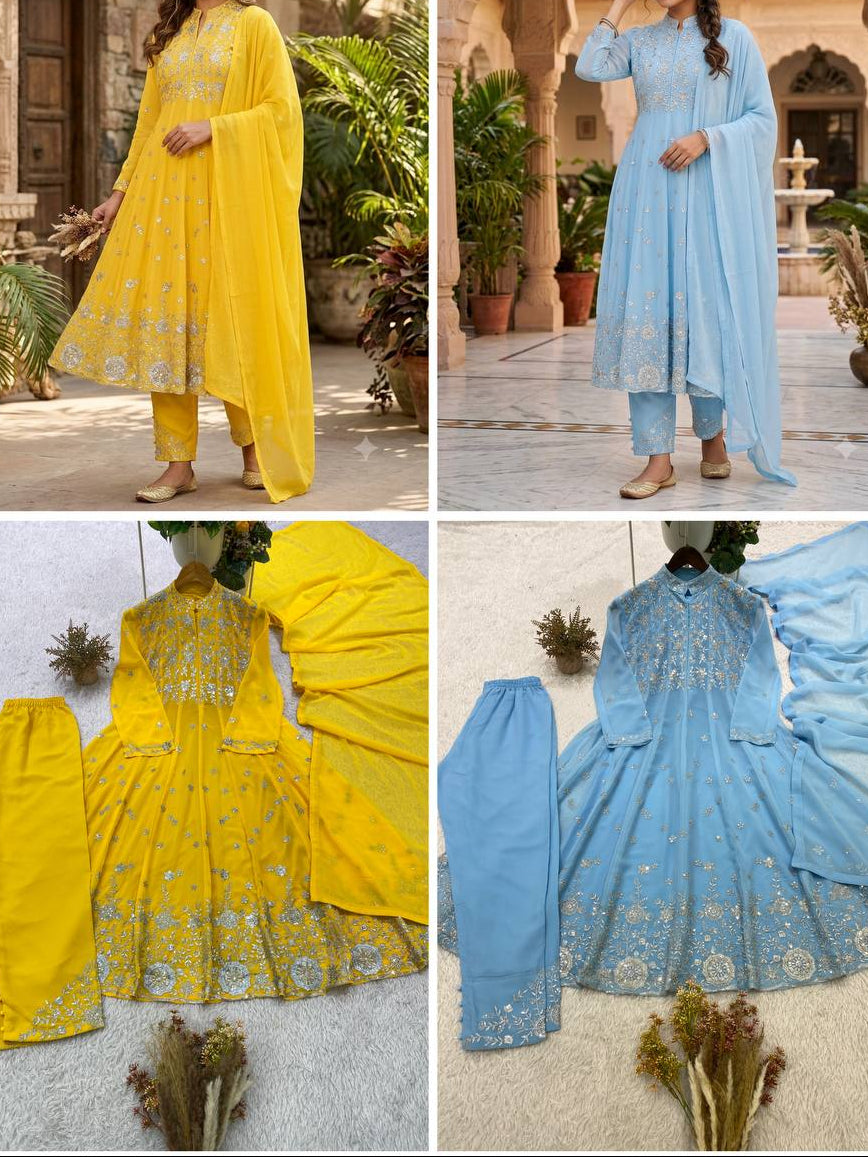 Stunning Georgette Anarkali Suit with Sequin Embroidery work