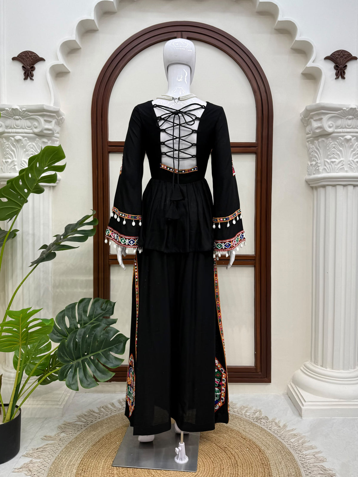 Reyon Silk Embroidery Thread With Real Mirror Detailing & Kodi work Palazzo Set