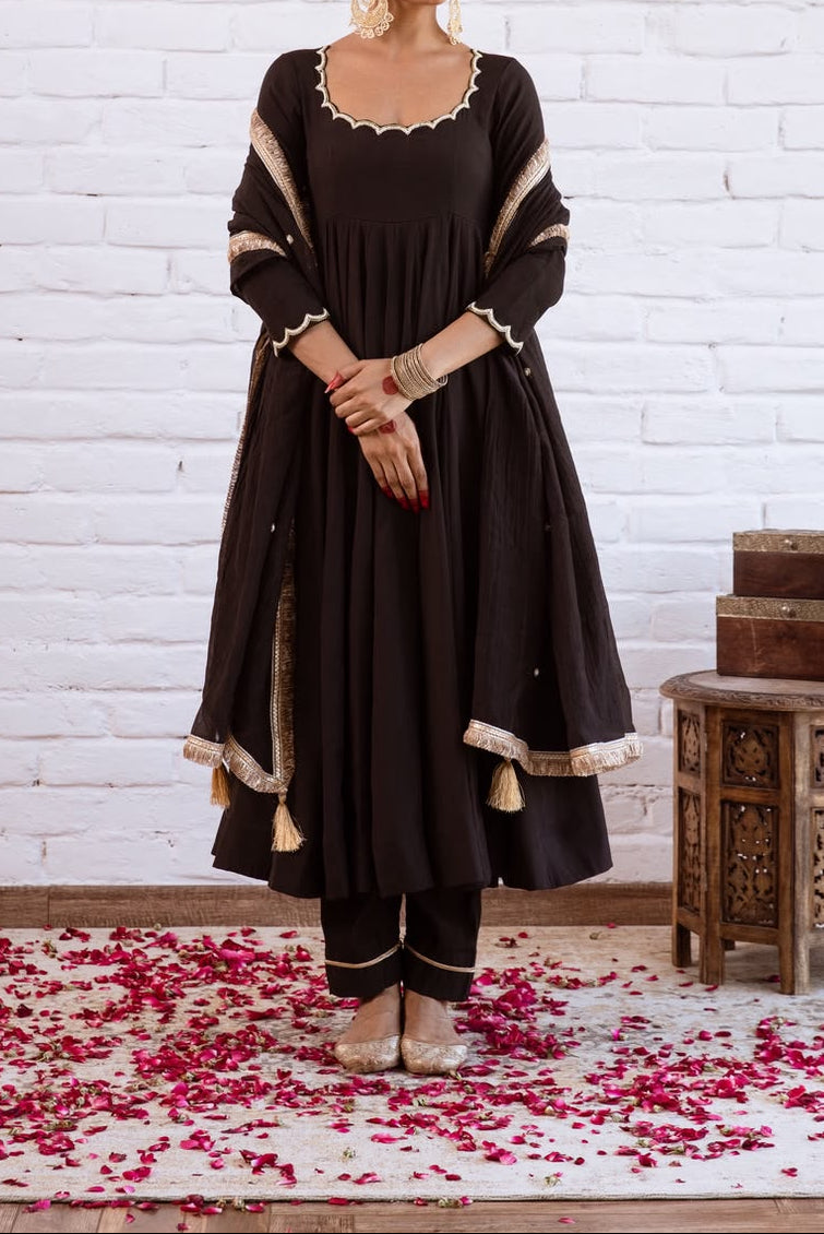 Minimal Ethnic Wear Vichitra Silk Beads Work Anarkali bottom And Dupatta