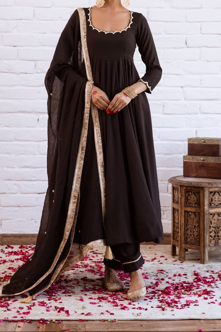 Minimal Ethnic Wear Vichitra Silk Beads Work Anarkali bottom And Dupatta