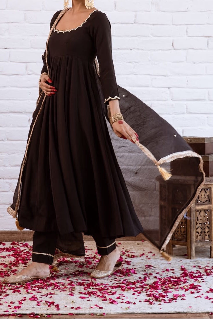 Minimal Ethnic Wear Vichitra Silk Beads Work Anarkali bottom And Dupatta
