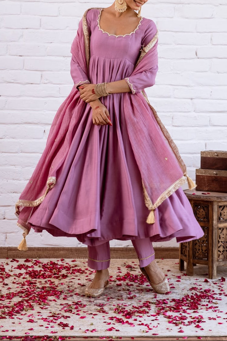 Minimal Ethnic Wear Vichitra Silk Beads Work Anarkali bottom And Dupatta