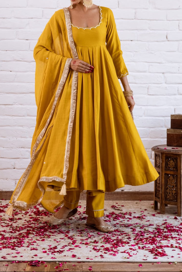 Minimal Ethnic Wear Vichitra Silk Beads Work Anarkali bottom And Dupatta