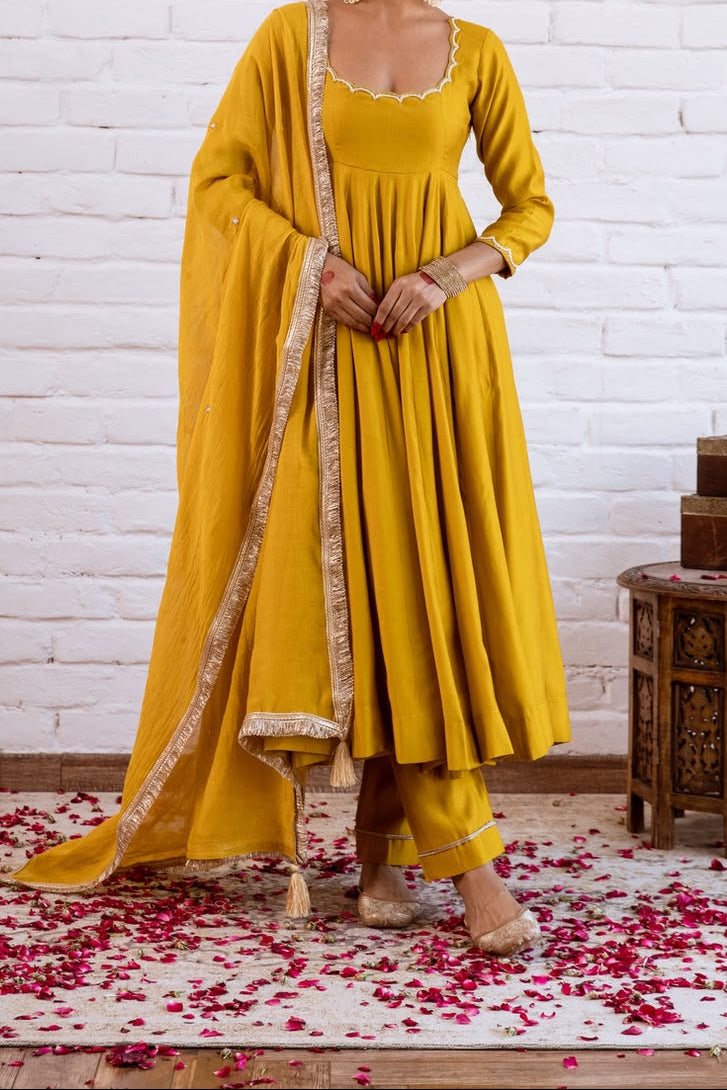 Minimal Ethnic Wear Vichitra Silk Beads Work Anarkali bottom And Dupatta
