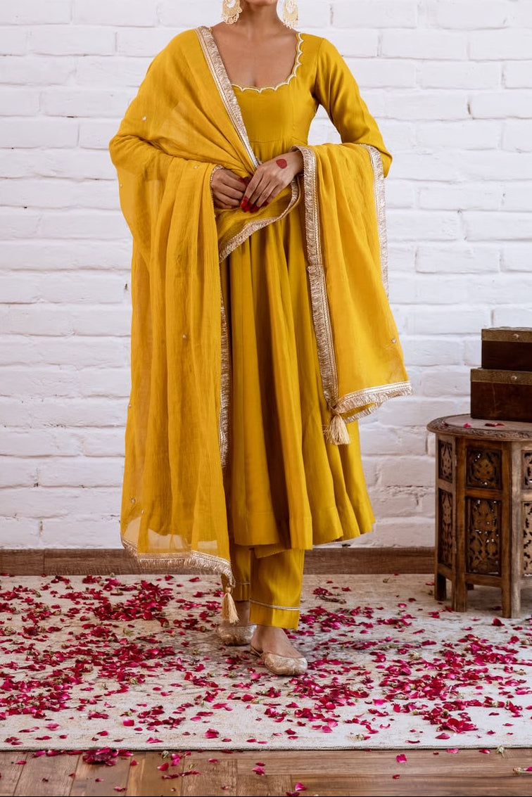 Minimal Ethnic Wear Vichitra Silk Beads Work Anarkali bottom And Dupatta