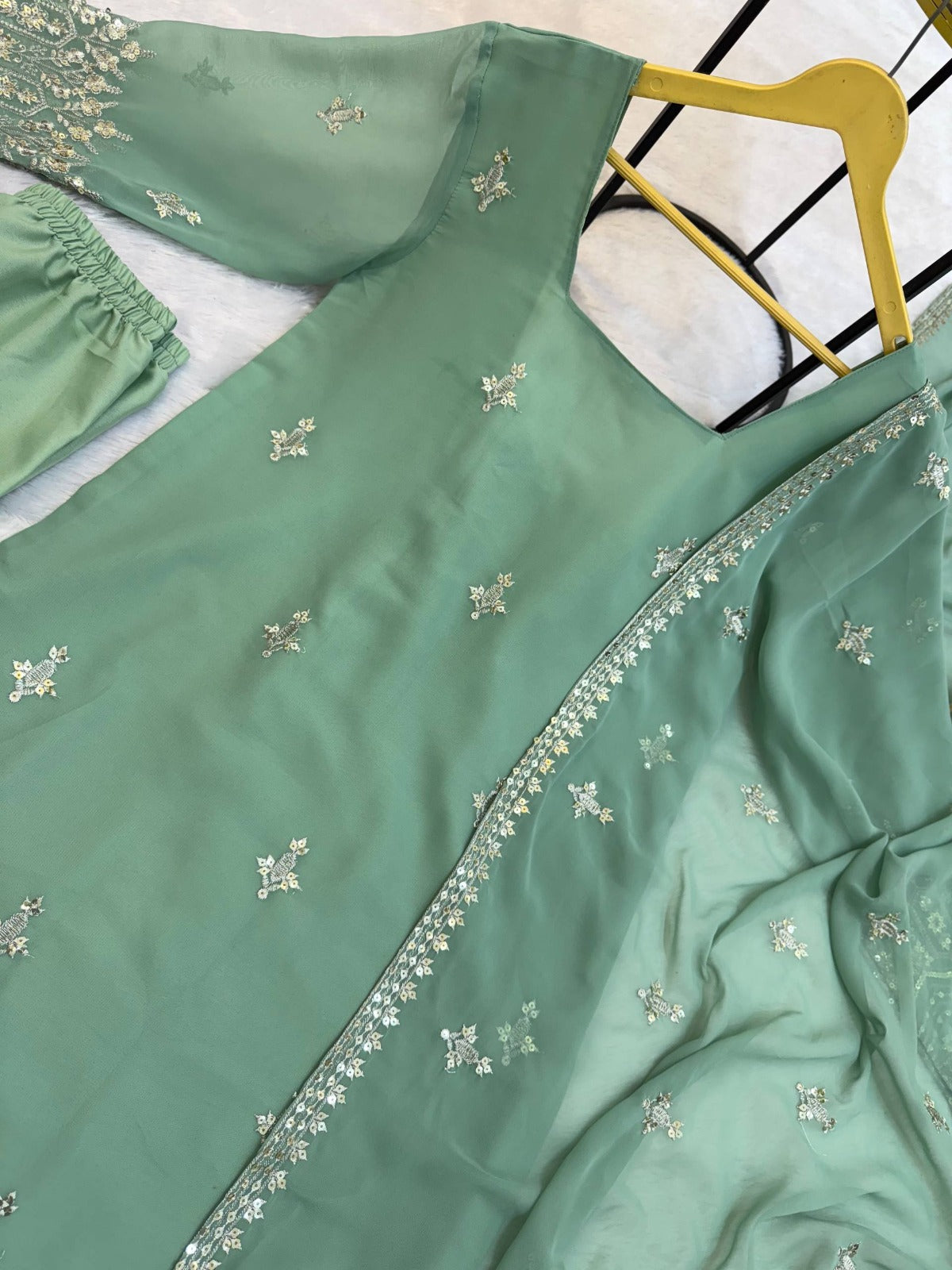 Prettiest Corset Back Kurta Set With Embroidery Work