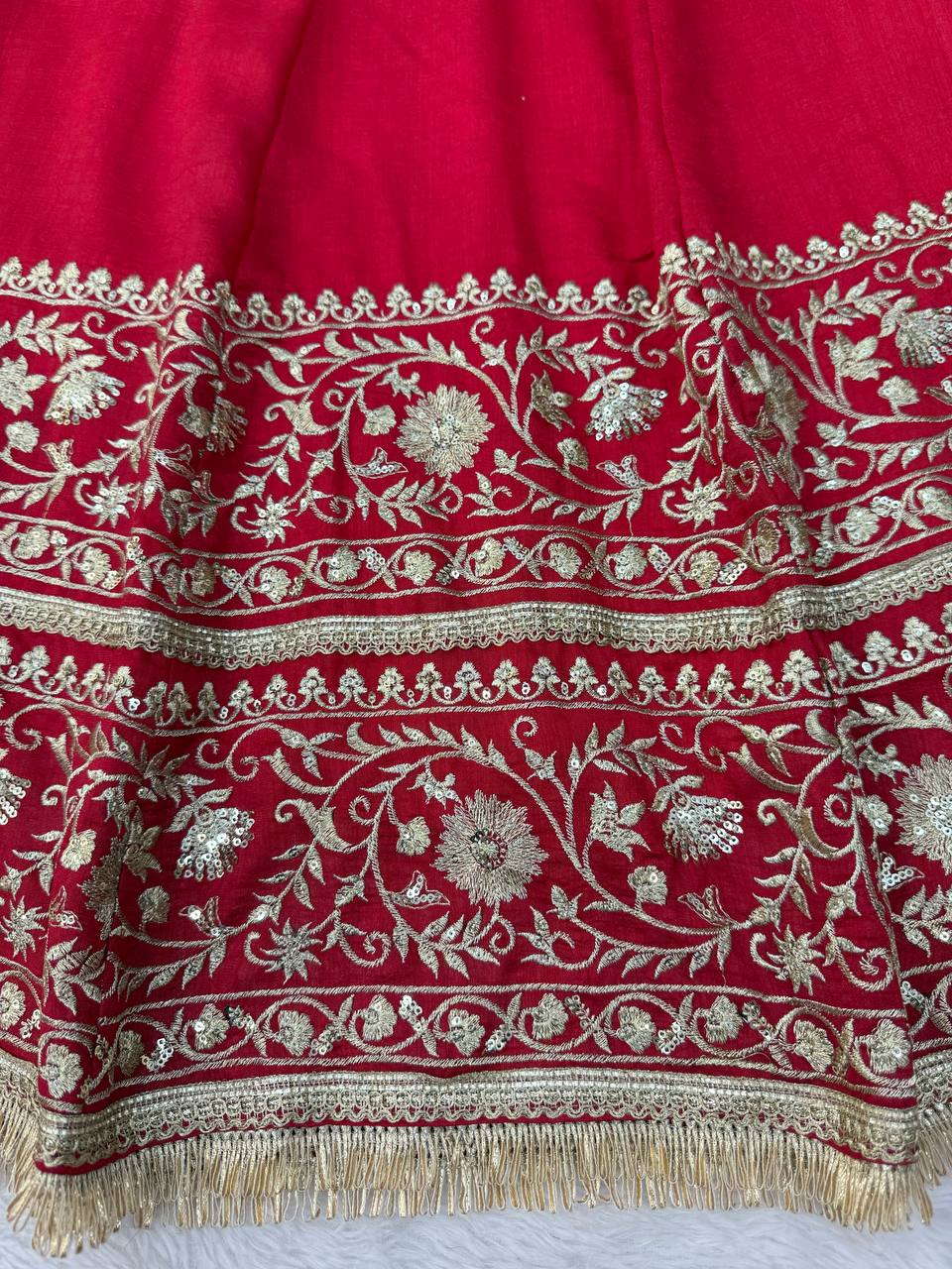Red Premium Vichitra Silk Wedding Special Anarkali Suit Set