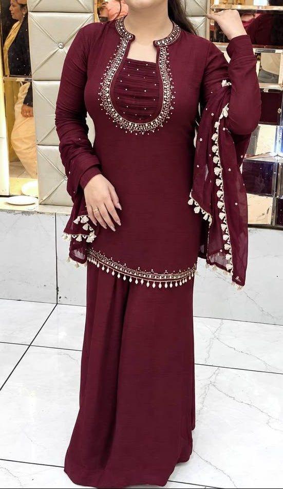 Premium Handwork With Real Mirror Work Designer Palazzo Set