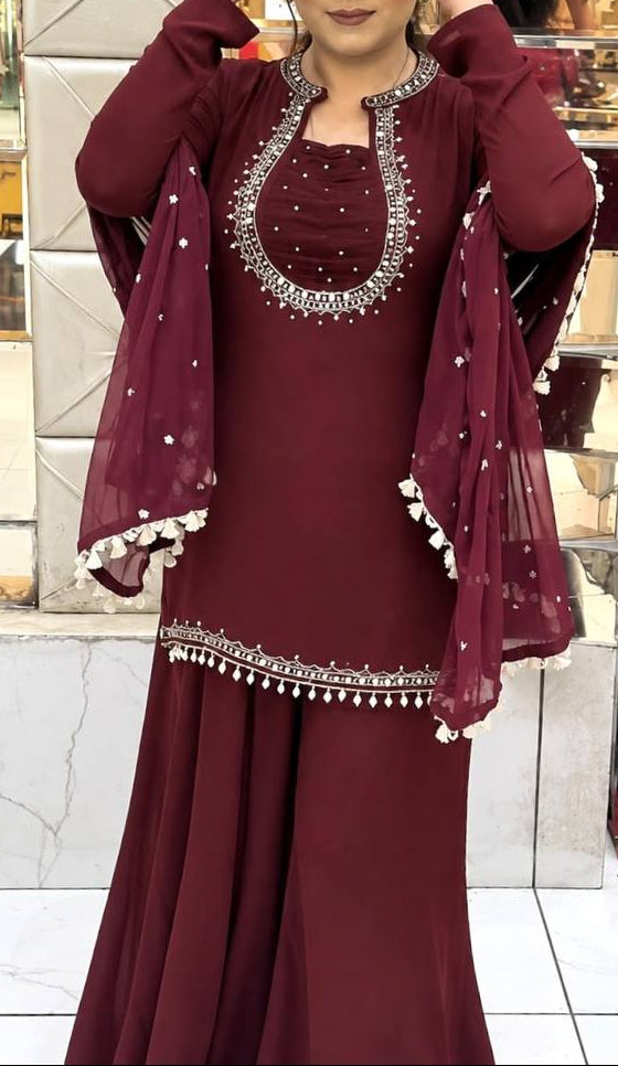 Premium Handwork With Real Mirror Work Designer Palazzo Set