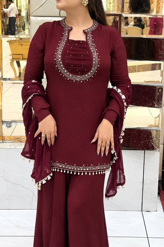 Premium Handwork With Real Mirror Work Designer Palazzo Set