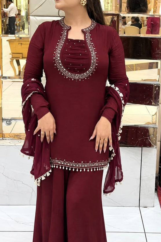 Premium Handwork With Real Mirror Work Designer Palazzo Set