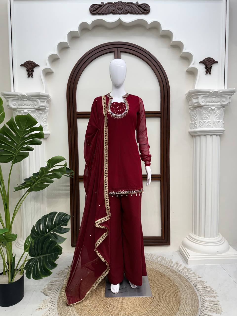 Premium Handwork With Real Mirror Work Designer Palazzo Set