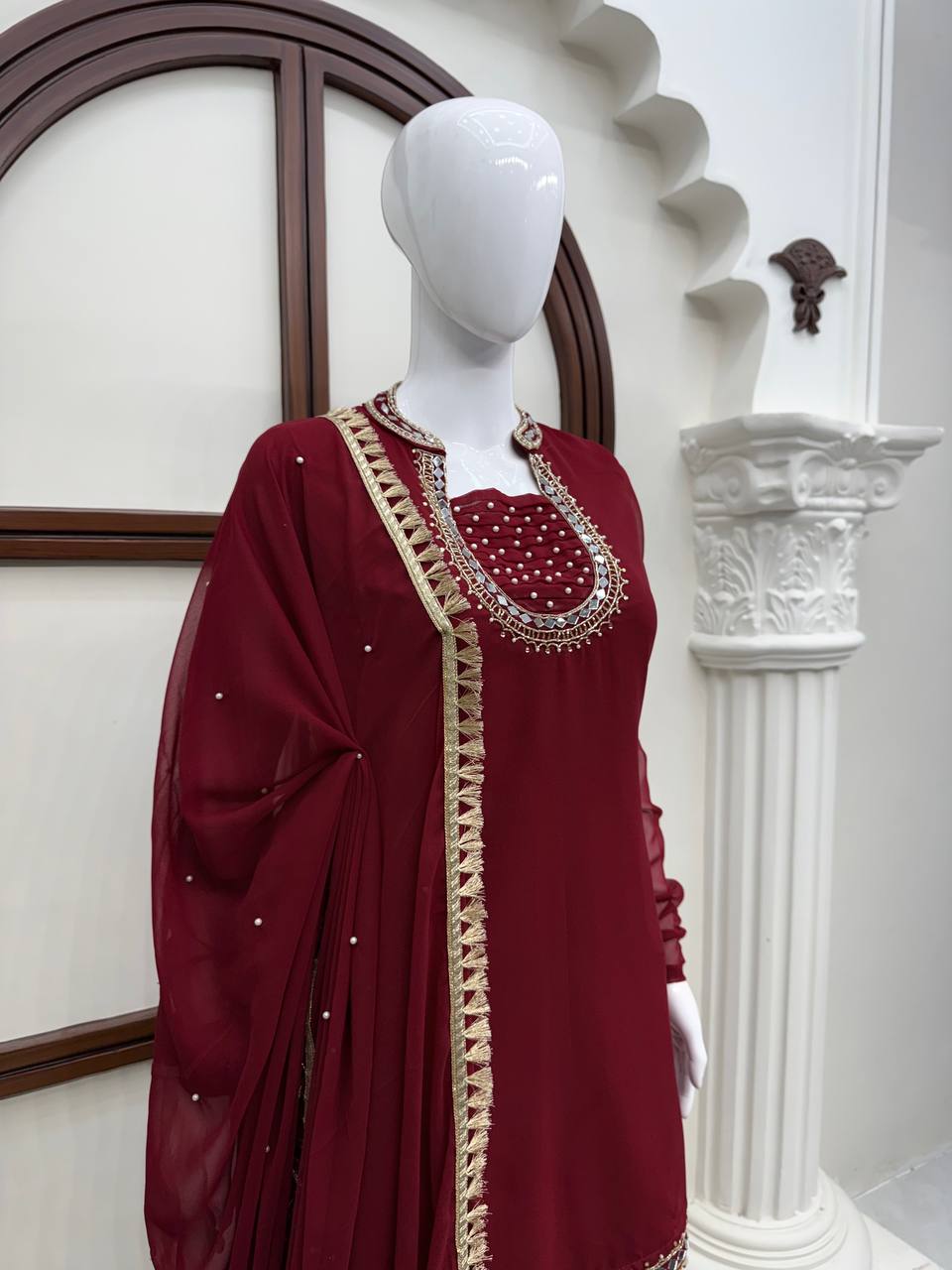 Premium Handwork With Real Mirror Work Designer Palazzo Set