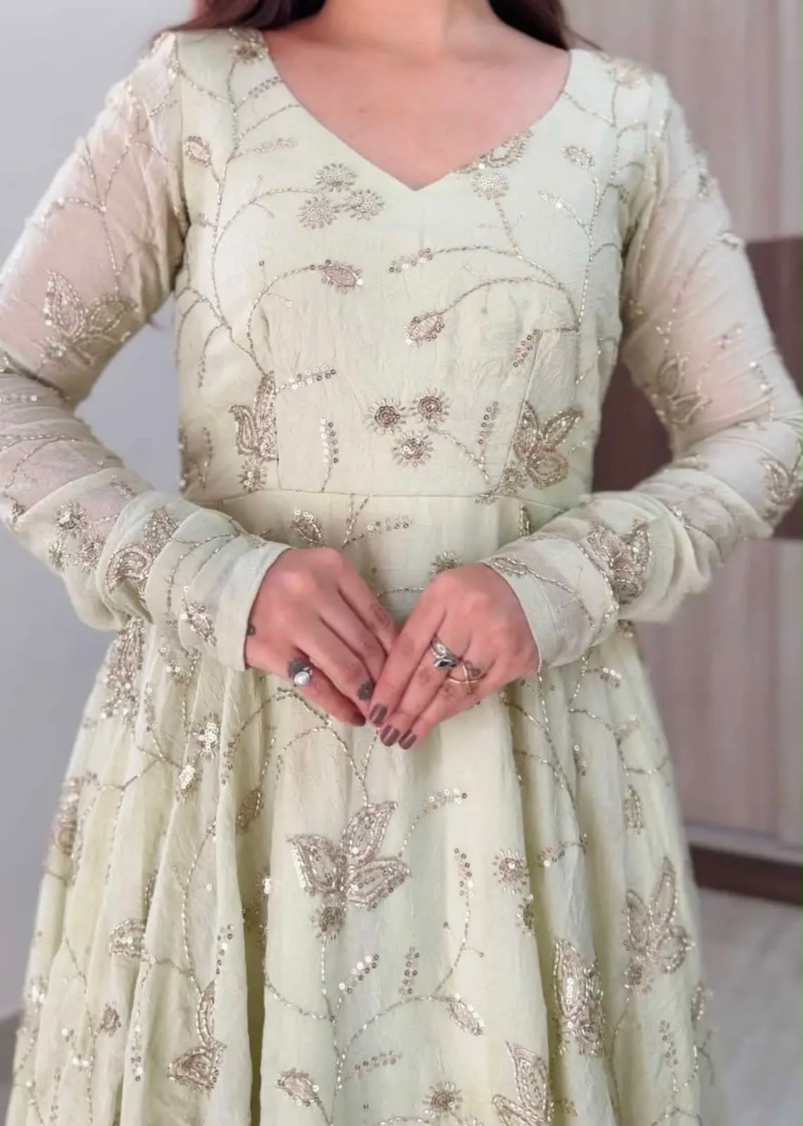 Exclusive Trending Designer Gown with Heavy sequence embroidery work Dupatta