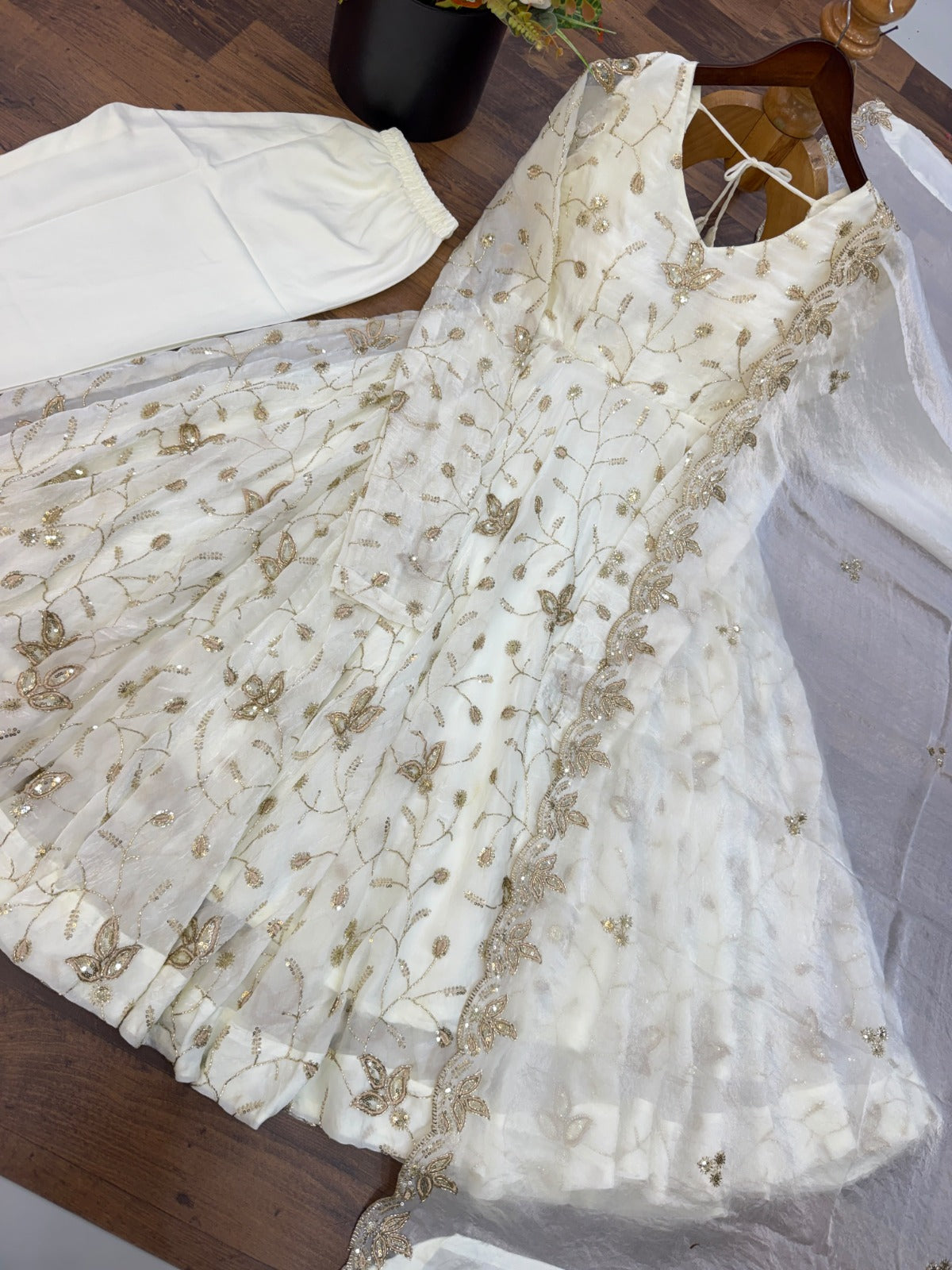 Exclusive Trending Designer Gown with Heavy sequence embroidery work Dupatta