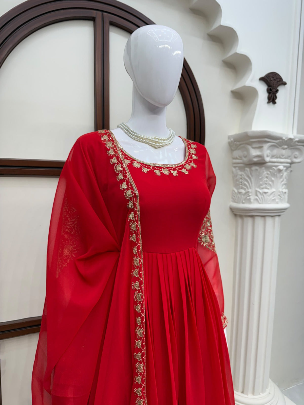 Designer Faux Georgette Thread & Sequence Work Anarkali Suit